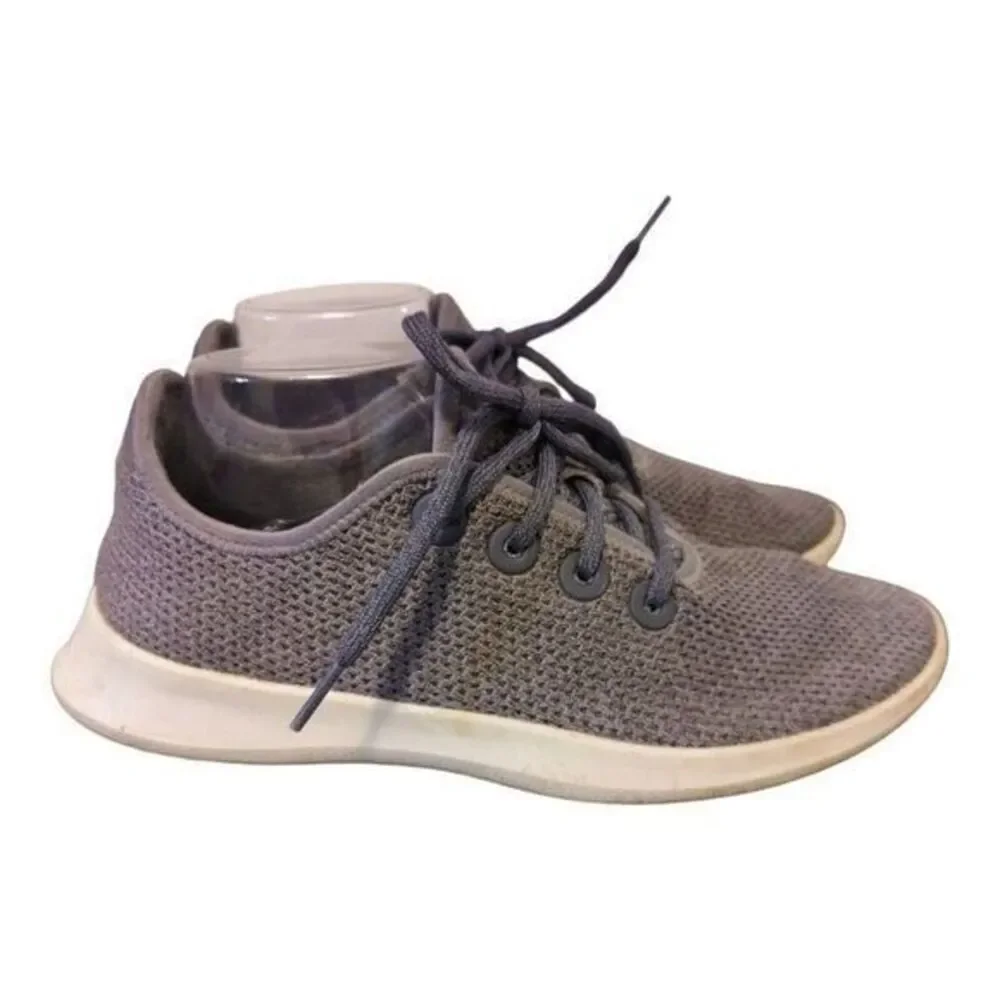 Allbirds Women's Tree Runners Knit Sneakers Lace Up Low Top Gray/Blue Size 9